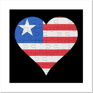 Liberian Jigsaw Puzzle Heart Design - Gift for Liberian With Liberia Roots Posters and Art